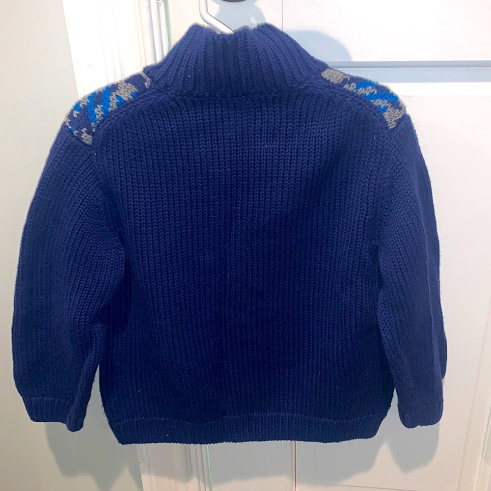 Janie and Jack Boys Plaid Chunky Knit Cardigan Sweater Size 4 Blue/Navy - Picture 6 of 7